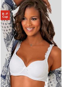 Schalen-BH Lascana "Wanda", Damen, Gr. 95, Cup C, wei&szlig;, Spitze, Obermaterial: 75% Polyamid, 20% Polyester, 5% Elasthan, BHs Schalen-BH, mit B&uuml;gel und mit seitlicher Stickerei Spitze, Dessous