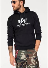 Kapuzensweatshirt Alpha Industries "Basic Hoody", Herren, Gr. XL, schwarz, angeraute Sweatware, Obermaterial: 80% Baumwolle, 20% Polyester, bedruckt, normal normal, Rundhals, Rippb&uuml;ndchen, Sweatshirts Kapuzensweatshirt, Baumwollmischung, regular fit