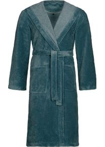 Unisex-Bademantel Vossen "Lynn" Gr. S, blau (cadet blau), L:120cm, Microfaser-Webfrottier, Hausm&auml;ntel, Unisex-Bademantel, f&uuml;r Damen & Herren, mit Kapuze, aus Microfaser