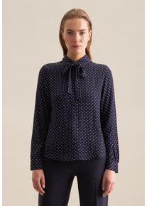 Klassische Bluse Seidensticker, Damen, Gr. XL42, blau (dunkelblau), 100% Viskose, gemustert, gepunktet, regular fit, ohne Ausschnitt, Blusen Klassische Bluse, 1/1 Kragen Druck