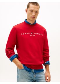 Sweatshirt Tommy Hilfiger "TOMMY LOGO", Herren, Gr. L, medium rot, Sweatware, Obermaterial: 70% Baumwolle, 30% Polyester, normal h&uuml;ftbedeckend, Rundhals, eingesetzt Rippb&uuml;ndchen, Sweatshirts Sweatshirt, unifarben, casual, regular fit, Baumwollmix, Rundhals