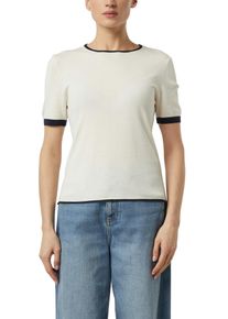 Strickpullover comma, Damen, Gr. 34, ecru, Strick, Obermaterial: 85% Viskose, 15% Polyester, unifarben mit Farbeinsatz, normal h&uuml;ftbedeckend, Rundhals, Pullover Strickpullover, halbarm, mit farblich angesetzten Abschl&uuml;ssen