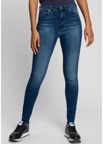 Skinny-fit-Jeans Tommy Jeans "SYLVIA HR SUPER SKNY", Damen, Gr. 25, L&auml;nge 34, blau (new niceville mid blau), Denim/Jeans, Obermaterial: 90% Baumwolle, 8% Elastomultiester, 2% Elasthan, unifarben, skinny fit, Jeans Skinny-fit-Jeans, Hochwertige Materialien f&uuml;r einen bequemen und perfekten Sitz.