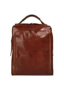 Pike Cityrucksack PIK&Eacute;, Damen, Gr. B/H/T: 27cm x 36cm x 7cm, onesize, braun (cognac), Leder, Rindsleder, Rucks&auml;cke Cityrucksack, echt Leder, Made in Italy