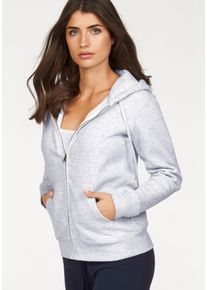 Kapuzensweatshirt Fruit of the Loom "Lady-Fit Premium hooded Sweat Jacket", Damen, Gr. XXL (44), grau, angeraute Sweatware, Obermaterial: 70% Baumwolle, 30% Polyester, meliert, figurbetont, eingesetzt angesetztes B&uuml;ndchen, Sweatshirts Kapuzensweatshirt, Topseller