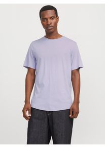 Jack & Jones Rundhalsshirt JACK & JONES "JJEBASHER TEE O-NECK SS NOOS", Damen, Gr. M, lila (languid lavender), Jersey, Obermaterial: 100% Baumwolle, unifarben, regular fit taillenbedeckt, Rundhals, gerader Abschluss, Shirts Rundhalsshirt, mit Rundhalsausschnitt