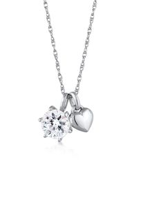 Lange Kette Elli "Halskette Herz Solit&auml;r Glas Kristall 925 Sterling Silber" Gr. 60, silber, Halsketten, Damen, mit Stein, Silber 925 (Sterlingsilber), Lange Kette