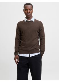 Jack & Jones Rundhalspullover JACK & JONES "JJEEMIL KNIT CREW NECK NOOS", Herren, Gr. M, mulch detail:twist, Strick, Obermaterial: 60% Baumwolle, 20% Nylon, 20% Viskose, unifarben, regular fit normal, Rundhals, Rippb&uuml;ndchen, Pullover Rundhalspullover, Baumwollmischung, regular fit