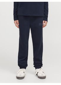 Jack & Jones Sweathose JACK & JONES JUNIOR "JPSTGORDON JJNEWSOFT SWEAT PANT NOOS JNR", Jungen, Gr. 164, N-Gr, blau (navy blazer print:tonal), Jersey, Obermaterial: 70% Baumwolle, 30% Polyester, bedruckt, slim fit kn&ouml;chellang, Hosen Sweathose