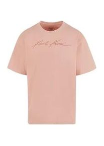 T-Shirt Karl Kani "Karl Kani Autograph Heavy Jersey Boxy Tee", Damen, Gr. L, orange, 100% Baumwolle, bedruckt, oversize, Rundhals, Shirts T-Shirt