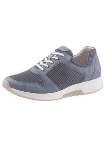 Keilsneaker ROLLINGSOFT, Damen, Gr. 37, blau (graublau), Textil, Veloursleder, unifarben, Schuhe Keilsneaker, Freizeitschuh, Halbschuh, Schn&uuml;rschuh im sommerlichem Materialmix