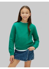 Sweatshirt Calvin Klein Jeans "MINI BADGE", M&auml;dchen, Gr. 4 (104), lush meadow, Sweatware, Obermaterial: 100% Baumwolle, unifarben, regular fit normal, Rundhals, eingesetzt Rippb&uuml;ndchen, Sweatshirts Sweatshirt, Regular fit f&uuml;r Kinder