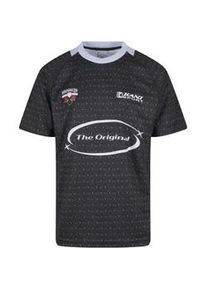 T-Shirt Karl Kani "Karl Kani Karl Kani Sport Monogram Aop Trikot", Damen, Gr. S, schwarz, lightblau, 100% Polyester, bedruckt, oversize, Rundhals, Shirts T-Shirt