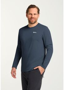 Rundhalspullover Jack Wolfskin "SKY THERMAL L/S M", Herren, Gr. M (50), blau (midnight, sky), Obermaterial: 100% Polyester, Pullover Rundhalspullover