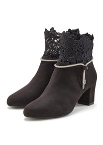 Stiefelette Lascana, Damen, Gr. 36, schwarz, Obermaterial: 100% Textilmaterial. Decksohle: 100% Lederimitat. Futter: 100% Lederimitat. Laufsohle: 100% Synthetik, Glitzer, unifarben, Schuhe Stiefelette, mit elegantem Spitzenbesatz, Stiefel, Boots, Topseller