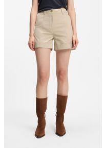 Shorts BOSS Orange "Tanessa Premium Damenmode", Damen, Gr. 36, N-Gr, open beige 287, Web, Obermaterial: 98% Baumwolle, 2% Elasthan, unifarben, gerade kurz, Hosen Shorts, mit umgeschlagenem Saum, Baumwoll-Twill