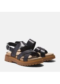 Sandale Timberland "Clairemont Way CROSS STRAP SANDAL", Damen, Gr. 41 (9,5), schwarz (blk full gra), Leder, Schuhe Sandale