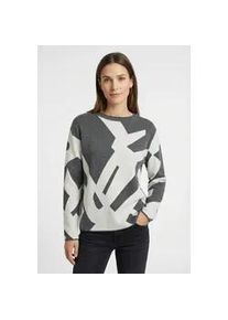 Strickpullover Rabe, Damen, Gr. 48, granit, Strick, Obermaterial: 50% Polyester, 30% Viskose, 20% Polyamid, gemustert, normal h&uuml;ftbedeckend, Rundhals, Pullover Strickpullover, mit grafischem Muster
