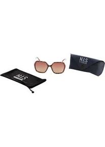 H.I.S. Sonnenbrille H.I.S, Damen, braun, gemustert, kontrastfarbene Details, Sonnenbrillen Sonnenbrille, Schmetterlingsform, braun gemustert, polarisierende Gl&auml;ser
