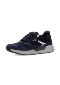 Keilsneaker ROLLINGSOFT, Damen, Gr. 35, silber (dunkelblau, silberfarben), Nubukleder, Veloursleder, Schuhe Keilsneaker, Schn&uuml;rschuh, Halbschuh, Freizeitschuh mit seitlichem Rei&szlig;verschluss