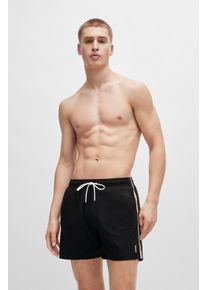 Badeshorts BOSS "Iconic", Herren, Gr. M, N-Gr, schwarz (schwarz 001), Microfaser, Polyester, unifarben, Badehosen Badeshorts, mit Ges&auml;&szlig;tasche