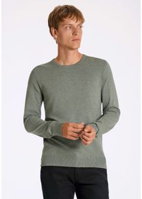 Strickpullover LINDBERGH, Herren, Gr. S, jade gr&uuml;n, Strick, Obermaterial: 80% Viskose, 20% Polyamid, bestickt, unifarben, slim fit h&uuml;ftbedeckend, Rundhals, B&uuml;ndchen, Pullover Strickpullover, mit Logo-Stickerei