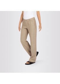 Leinenhose MAC "NORA", Damen, Gr. 46, L&auml;nge 30, beige (sanddrift melange), Web, Obermaterial: 100% Leinen, 7/8-L&auml;nge, Hosen Leinenhose, Sommerhose in verk&uuml;rzter L&auml;nge, temperaturausgleichend