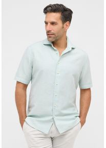 Kurzarmhemd Eterna "MODERN FIT", Damen, Gr. 46, Normalgr&ouml;&szlig;en, t&uuml;rkis, Twill, 59% Baumwolle, 41% Leinen, tailliert, Hemden Kurzarmhemd, EASY IRON (b&uuml;gelleicht)
