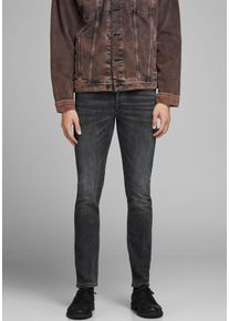 Jack & Jones Slim-fit-Jeans JACK & JONES "JJIGLENN Slim-Fit mit Stretch und praktischer 5-Pocket-Form", Herren, Gr. 32, L&auml;nge 32, grau (grau denim), Denim/Jeans, Obermaterial: 70% Baumwolle, 28% Polyester, 2% Elasthan, Abriebeffekte, slim fit kn&ouml;chellang, Jeans Slim-fit-Jeans, Baumwollmischung, slim fit