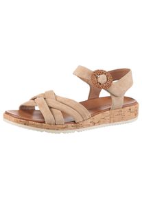 Sandalette Tamaris, Damen, Gr. 37, braun, Ziegenveloursleder, unifarben, Schuhe Sandalette, Plateau, Sommerschuh, Riemchensandale mit h&uuml;bscher Zierschnalle