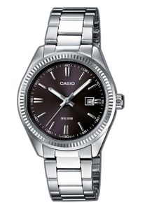 Quarzuhr, silber (silberfarben, schwarz), CASIO TIMELESS COLLECTION, Armbanduhren, Damen, Quarzuhr, Armbanduhr, Damenuhr, analog, Datum, Edelstahlarmband