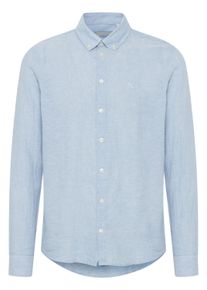 Langarmhemd Casual Friday "Langarmhemd CFAnton", Damen, Gr. XXL, N-Gr, blau (silber lake blau), Obermaterial: 55% Leinen LI. 45% Baumwolle CO., Hemden Langarmhemd