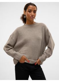 V&eacute;ro Moda Strickpullover VERO MODA "VMBOOM LS O-NECK PULLOVER GA NOOS", Damen, Gr. XS, moon rock detail:melange, Strick, Obermaterial: 85% Polyester, 7% Polyacryl, 5% Wolle, 3% Elasthan, meliert, loose fit normal, Rundhals, Rippstrickb&uuml;ndchen, Pullover Strickpullover