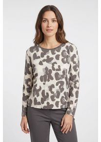 Langarmshirt Rabe, Damen, Gr. 38, granit, Jersey, Obermaterial: 92% Baumwolle, 8% Elasthan, bedruckt, gerade h&uuml;ftlang, Rundhals, Shirts Langarmshirt, mit Allover-Print