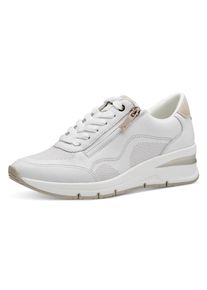 Keilsneaker Tamaris, Damen, Gr. 35, wei&szlig;, Leder, Lederimitat, Schuhe Keilsneaker, Freizeitschuh, Halbschuh, Schn&uuml;rschuh mit Au&szlig;enrei&szlig;verschluss
