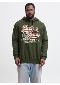 Jack & Jones PlusSize Hoodie "JJELOGO SWEAT HOOD 2 COL 24/25 NOOS PLS", Herren, Gr. 4XL, duffel bag, angeraute Sweatware, Obermaterial: 70% Baumwolle, 30% Polyester, JACK & JONES PLUSSIZE, regular fit normal, ohne Ausschnitt, Rippb&uuml;ndchen, Sweatshirts Hoodie, mit Logo Frontprint