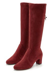 Schlupfstiefel Lascana, Damen, Gr. 38, rot (bordeaux), Obermaterial: 100% Textilmaterial. Decksohle: 100% Lederimitat. Futter: 100% Textilmaterial. Laufsohle: 100% Synthetik, unifarben, Schuhe Schlupfstiefel, Schlupfboots, Slouchy Boots, Slip-On, Stretch & Blockabsatz