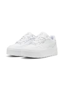 Sneaker Puma "KARMEN II IDOL", Damen, Gr. 37,5, wei&szlig; (Puma wei&szlig;, Puma wei&szlig;, Puma silber), Leder, Schuhe Sneaker, mit robustem Plateau-Aufbau, mit SoftFoam+ Einlegesohle, aus Leder