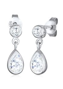 Paar Ohrstecker Elli "Ohrringe Tropfen Zirkonia Elegant 925 Silber" Gr. 14, silber, Ohrringe, Damen, mit Stein, Silber 925 (Sterlingsilber), Paar Ohrstecker