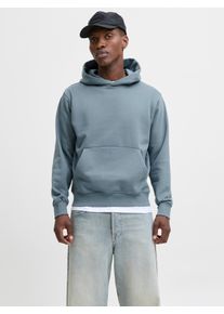 Jack & Jones Kapuzensweatshirt JACK & JONES "JJEURBAN EDGE SWEAT HOOD NOOS", Herren, Gr. M, stormy weather, angeraute Sweatware, Obermaterial: 70% Baumwolle, 30% Polyester, unifarben, relaxed fit taillenbedeckt, ohne Ausschnitt, Rippb&uuml;ndchen, Sweatshirts Kapuzensweatshirt, mit K&auml;ngurutasche
