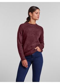 Strickpullover Pieces "PCJULIANA LS O-NECK KNIT NOOS BC", Damen, Gr. XS, lila (tawny port), Strick, Obermaterial: 82% Polyester, 15% Polyacryl, 3% Elasthan, unifarben, regular fit h&uuml;ftlang, Rundhals, Pullover Strickpullover