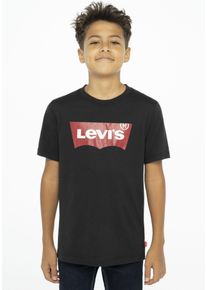 T-Shirt LEVI'S KIDS "LVB BATWING TEE", Jungen, Gr. 3/98, schwarz, Single Jersey, Obermaterial: 100% Baumwolle, bedruckt, Basic schmal h&uuml;ftlang, Rundhals, gerader Abschluss, Shirts T-Shirt, for BOYS
