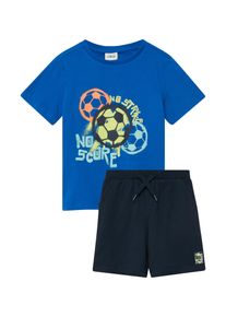 Shirt & Shorts s.Oliver JUNIOR, Jungen, Gr. 104/110, bright blau, Jersey, Obermaterial: 100% Baumwolle, bedruckt, unifarben, KOB Set-Artikel Shirt & Shorts