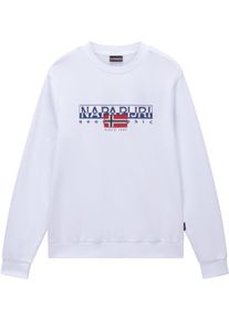 Sweatshirt Napapijri "B-AYLMER C", Herren, Gr. M, wei&szlig; (hellwei&szlig; 002), Sweatware, Obermaterial: 100% Baumwolle, unifarben, regular fit normal, Rundhals, eingesetzt B&uuml;ndchen, Sweatshirts Sweatshirt, Mit Rundhalsausschnitt
