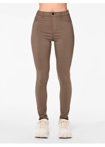 Jeggings Pieces "PCHIGHSKIN WEAR JEGGINGS", Damen, Gr. XL (42), N-Gr, morel, Web, Obermaterial: 77% Viskose, 20% Nylon, 3% Elasthan, unifarben, slim fit lang, Hosen Jeggings, Viskosemischung, skinny fit
