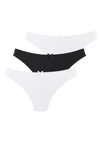 String Petite Fleur, Damen, Gr. 32/34, 3 Stk., 2x wei&szlig;, 1x schwarz, Microtouch, Obermaterial: 87% Polyamid, 13% Elasthan, Unterhosen String, mit blumiger Spitze