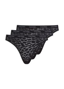 Bikinislip "3 PACK BIKINI (LOW-RISE)", Damen, Gr. XL (42/44), 3 Stk., schwarz (schwarz, schwarz, schwarz), Obermaterial: 87% Polyamid, 13% Elasthan, Calvin Klein Underwear, gemustert, k&ouml;rpernah, Unterhosen Bikinislip, mit CK-Logo am Bund