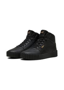 Sneaker Puma "CARINA 3.0 MID", Damen, Gr. 38,5, schwarz (Puma schwarz, Puma gold), Leder, Synthetik, Schuhe Sneaker, kn&ouml;chelhoher Schnitt, Schn&uuml;rung, nicht herausnehmbare Innensohle
