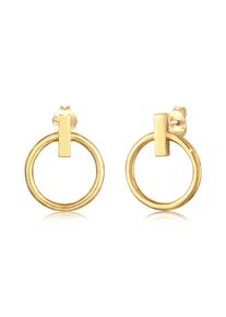 Paar Ohrstecker Elli "Ohrringe Stecker Kreis Rund Geo Trend 925 Sterling Silber" Gr. 18, gold, Ohrringe, Damen, ohne Stein, Silber 925 (Sterlingsilber), Paar Ohrstecker
