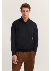 V-Ausschnitt-Pullover Bugatti "Basic Essential", Herren, Gr. 3XL, schwarz, 100% Baumwolle, regular fit, V-Ausschnitt, Rippb&uuml;ndchen, Pullover V-Ausschnitt-Pullover, aus reine Baumwolle